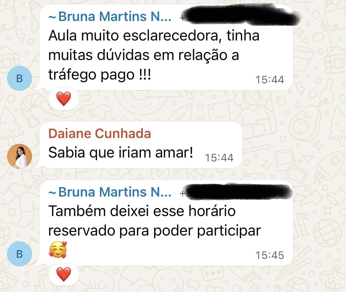 Aluna: aula muito esclarecedora sobre tráfego pago